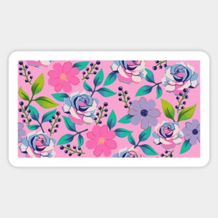 Bright Florals on Pink Sticker